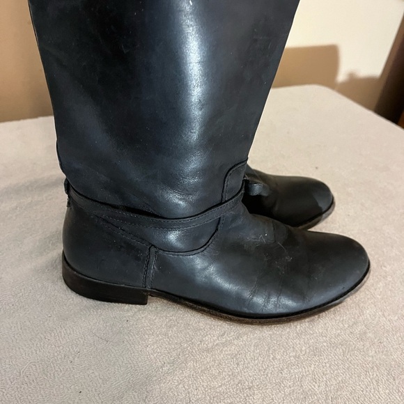 Frye Paige Black Leather Boots Sz 9 1/2 - Picture 8 of 14